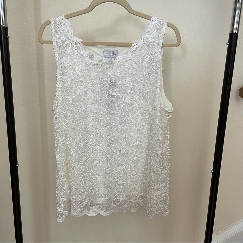 Tahari White Lace Blouse
